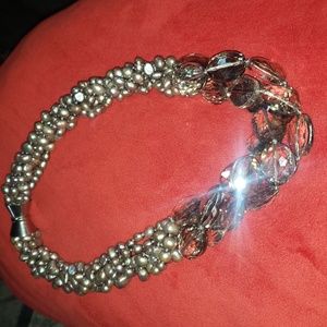 Real freshwater pearl and glass necklace